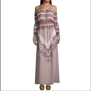 🌼Love Reign Tan Off the Shoulder Boho Maxi Dress